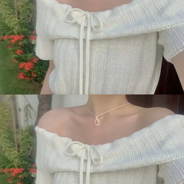 [BUNJANG] Plus Size Off-Shoulder Knit - Ivory / 빅사이즈 오프숄더 니트 아이보리