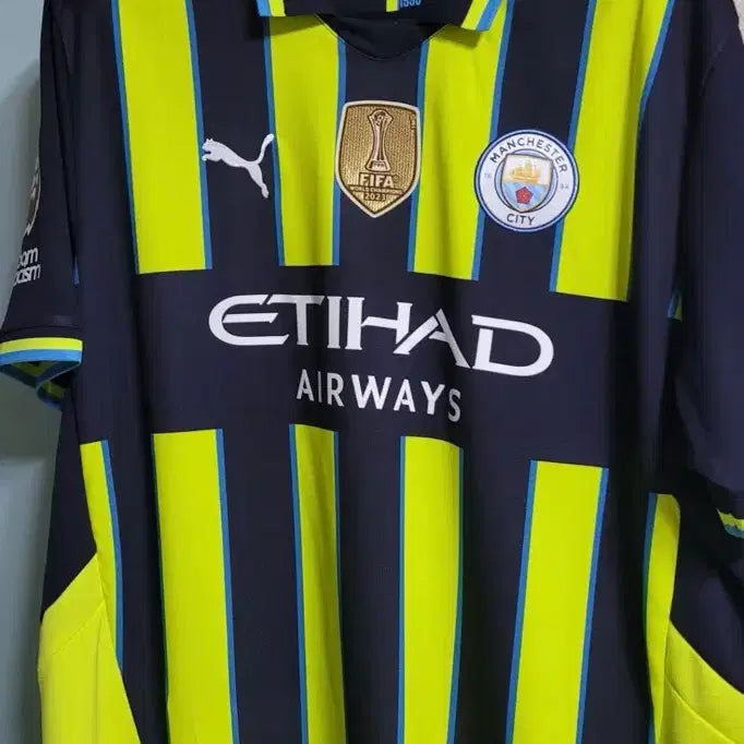 [BUNJANG] Manchester City Puma Striped Football Jersey (2XL) / 맨체스터 시티 2xl