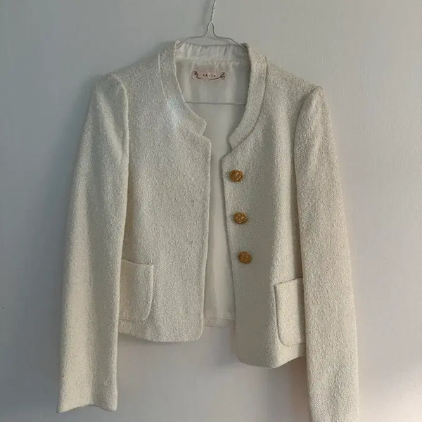 [BUNJANG] Ivory Cropped Tweed Jacket / 트위드 자켓 크롭 기장 아이보리
