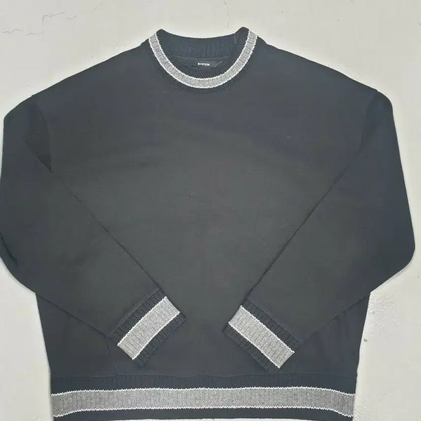 [BUNJANG] SYSTEM Black Color Block Knit Sweatshirt Size 100 / 시스템 블랙 배색 니트100