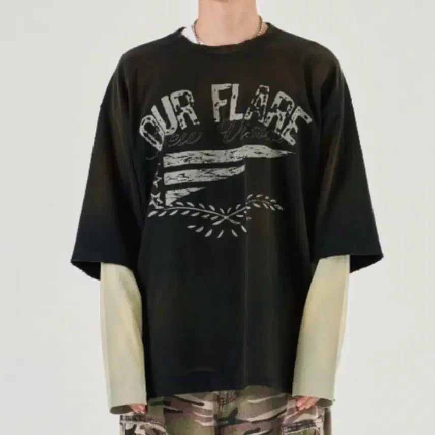 [BUNJANG] ETCE Layered Long Sleeve T-Shirt / ETCE 레이어드 롱슬리브 티셔츠