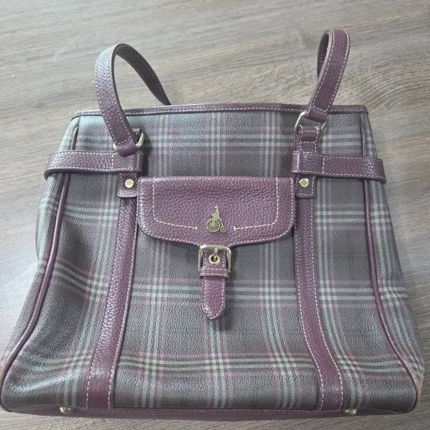 [BUNJANG] Beanpole Check Leather Shoulder Bag / [정품] 빈폴 체크 가죽 숄더백 (상태 양호)