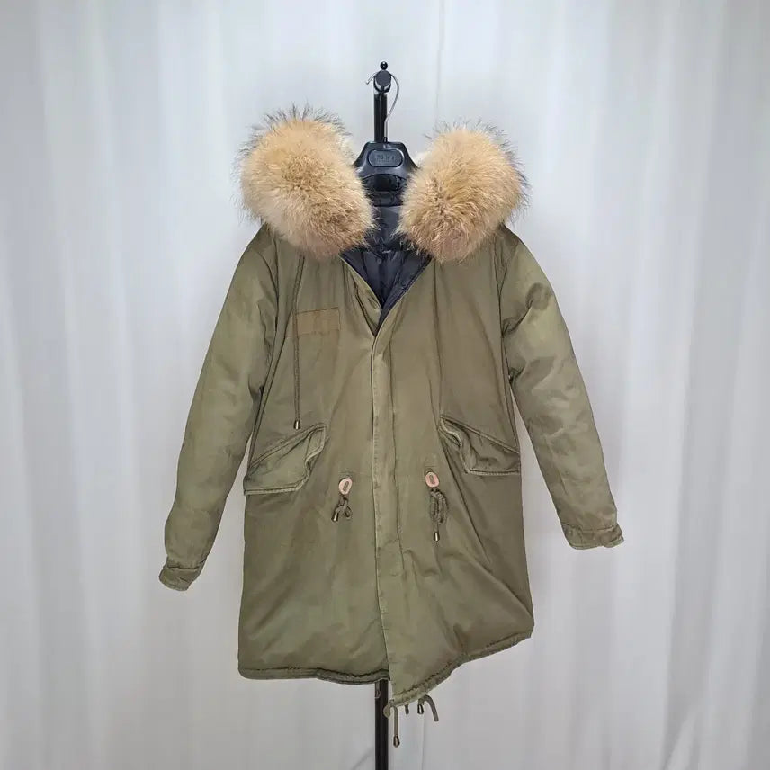 [BUNJANG] Mimi & Cie Racoon Fur Reversible Down Parka Coat Size 55 / (여성) 미미씨엘 라쿤퍼 리버서블 다운 야상 코트 55 C324