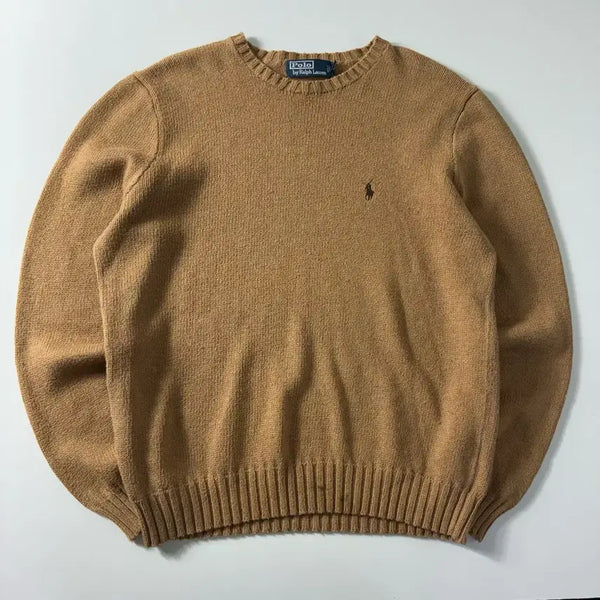 [BUNJANG] Polo Ralph Lauren 90s Embroidered Cotton Knit Sweater / Polo  폴로 랄프로렌 90,s 자수 코튼 베이지 니트