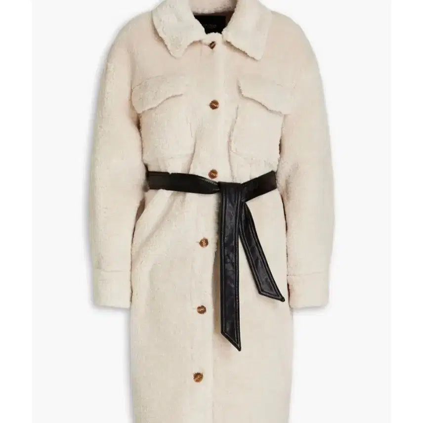 [BUNJANG] Maje Shearling Coat Ivory / 새상품 마쥬 시어링 코트 40