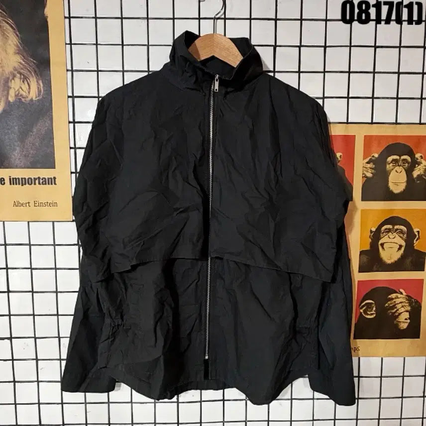 [BUNJANG] Black Hooded Zip-Up Jumper / 블랙 후드 집업 점퍼 0817