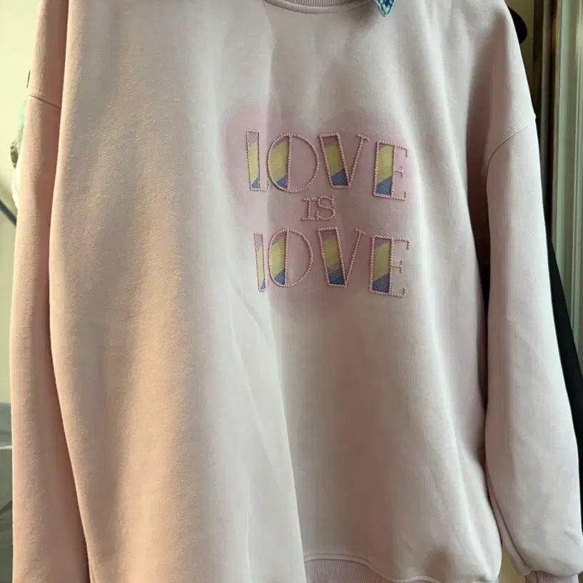 [BUNJANG] Pink Denim Collar Sweatshirt / 핑크색 데님 카라 맨투맨