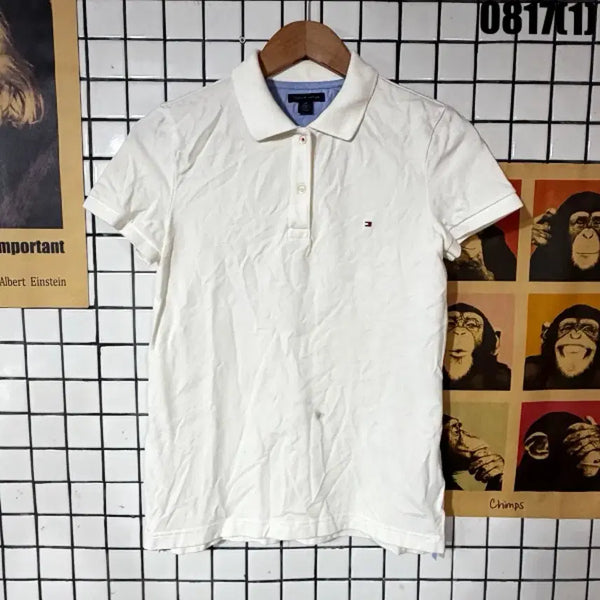 [BUNJANG] Tommy Hilfiger White Short Sleeve Polo Shirt / 타미 반팔 카라티 0817
