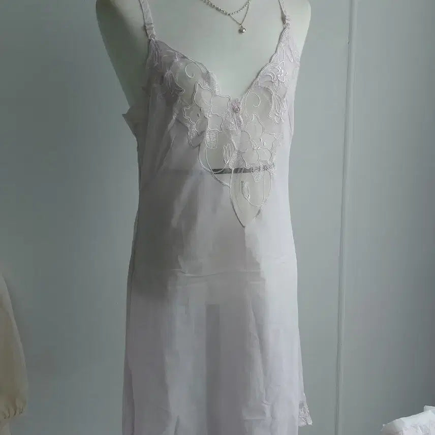 [BUNJANG] Japanese Vintage Slip Dress - Light Pink, Lace Trim, With Tag / [일본빈티지] 슬립원피스 연핑크 레이스 텍있음