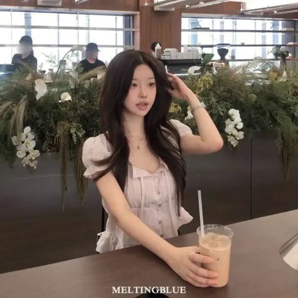 [BUNJANG] Melting Blue Blouse Pink / 멜팅블루 블라우스 핑크