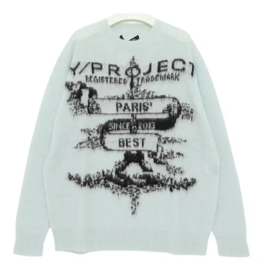 [BUNJANG] Y/Project Jacquard Mohair Knit Baby Blue L / Y/PROJECT 자카드 모헤어 니트 베이비블루 L