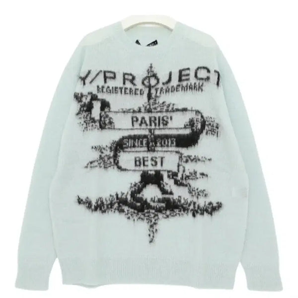 [BUNJANG] Y/Project Jacquard Mohair Knit Baby Blue L / Y/PROJECT 자카드 모헤어 니트 베이비블루 L