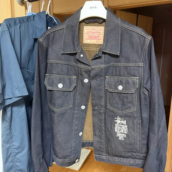 [BUNJANG] Stussy x Levi's Black Trucker Jacket / 스투시 리바이스 트러커 자켓 블랙 s