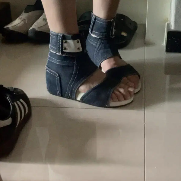 [BUNJANG] Miu Miu Studded Wedge Heel Sandals (5cm) / 미우미우스트 웨지힐(굽5cm)