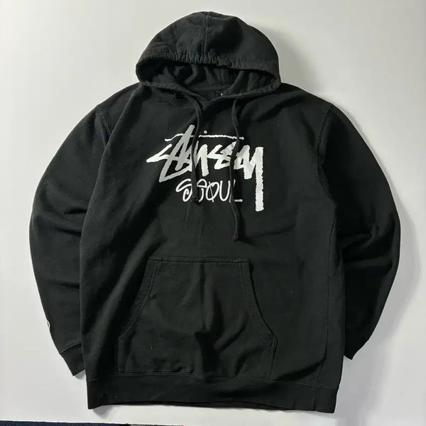 [BUNJANG] Stussy Stock Seoul Black Hoodie / Stussy  스투시 스탁 서울 블랙 후드티
