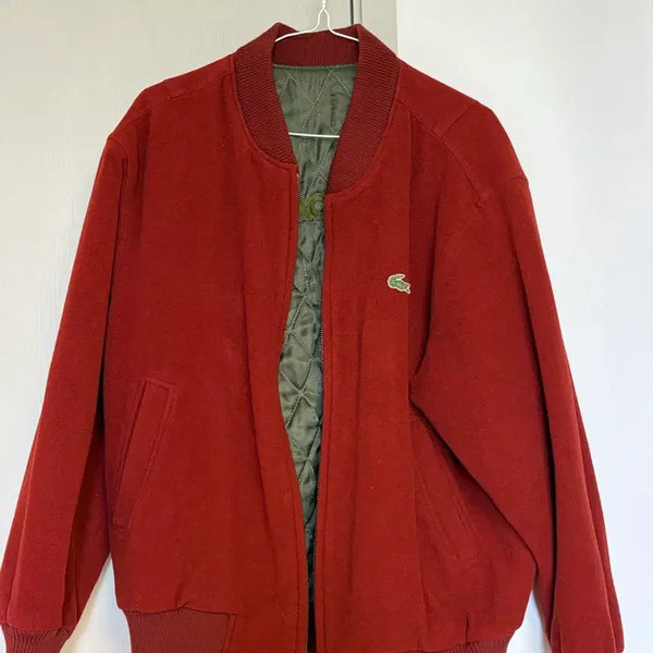 [BUNJANG] Vintage 90s Lacoste Quilted Wool Bomber Jacket (Size 100-105) / 90s 라코스테 퀼팅 블루종 봄버자켓 100-105