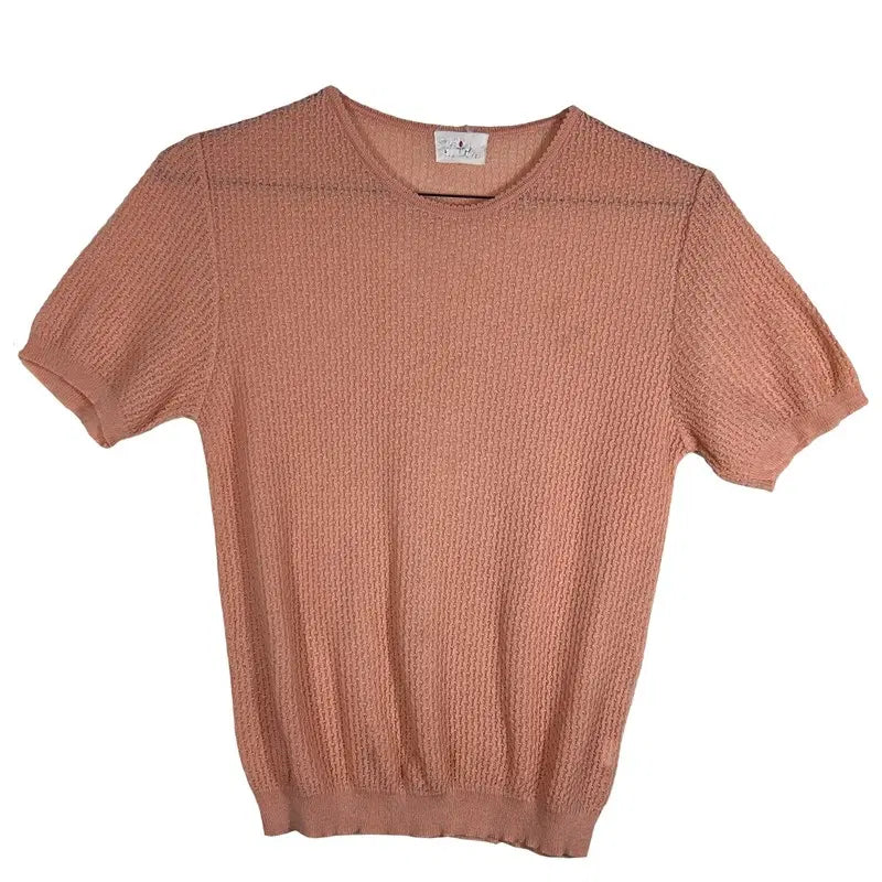 [BUNJANG] Coral Waffle Mood Knit Summer Acrylic Blend / 코랄 와플무드 니트 [S]러블리 페미닌 썸머 여름 니트 아크릴 혼방