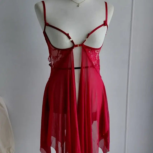 [BUNJANG] Vintage Red Sexy Lingerie Slip Dress / [빈티지] 섹시 란제리 슬립 드레스 레드