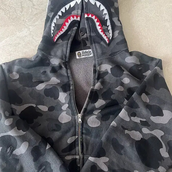 [BUNJANG] BAPE Shark Full Zip Hoodie Black / [L] 베이프 샤크 후드집업 흑계