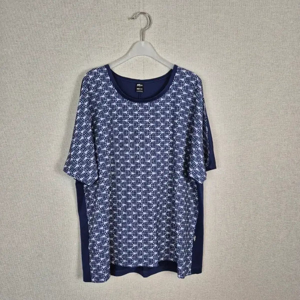 [BUNJANG] Redface Navy White Pattern Blouse XL / (#88~추천/105)레드페이스 네이비 화이트패턴 블라우스