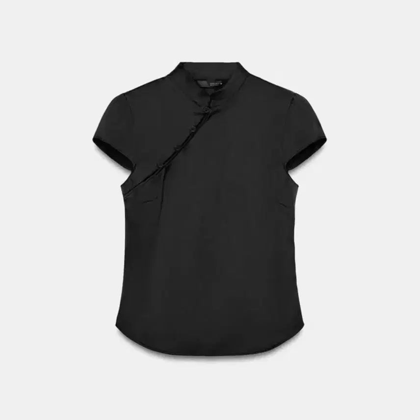 [BUNJANG] ZARA Satin Cheongsam Top / 자라 새틴 치파오 탑 사이드 버튼 블랙