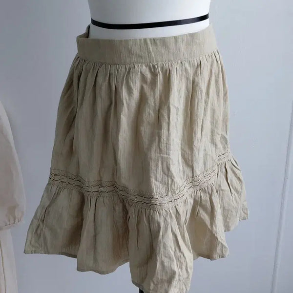 [BUNJANG] Mixxo Vintage Beige Frill Mini Skirt / [빈티지] 미쏘 텍있음 베이지색 캉캉 치마
