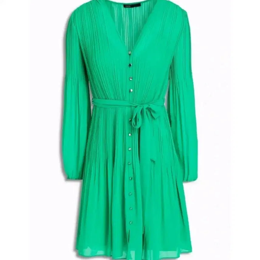 [BUNJANG] MAJE Pleated Green Mini Dress / MAJE 마쥬 플리츠 그린 미니 원피스