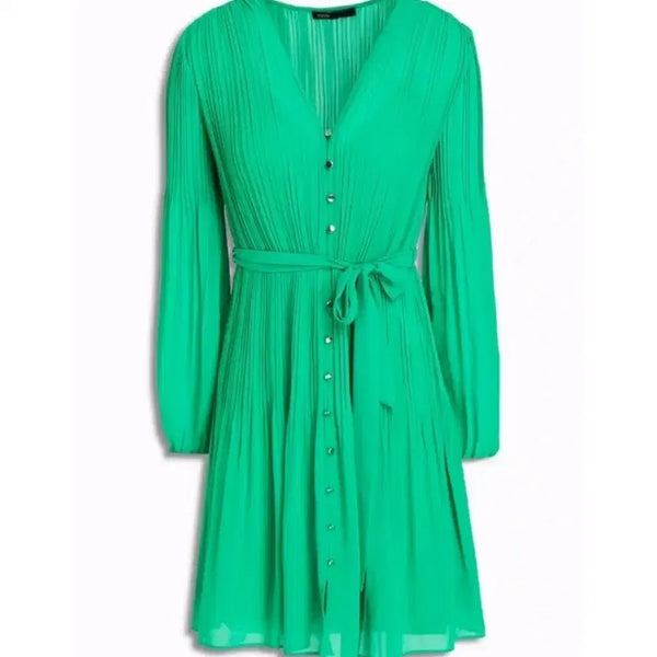 [BUNJANG] MAJE Pleated Green Mini Dress / MAJE 마쥬 플리츠 그린 미니 원피스