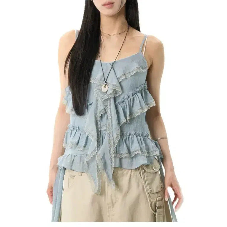 [BUNJANG] REETKEEM Wave Frill Sleeveless Top / REETKEEM 릿킴 웨이브 프릴 슬리브리스