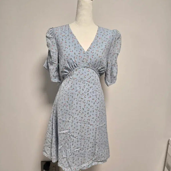 [BUNJANG] Women's Floral Short-Sleeve Mini Dress - Size M / (55.M)새상품 꽃무늬 반팔 원피스