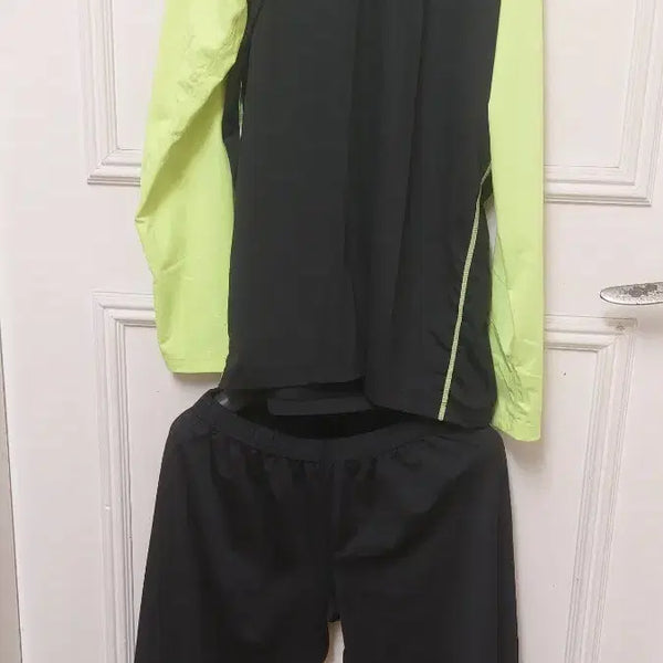 [BUNJANG] Men's Rash Guard Set XL - Black/Lime / 래쉬가드 Xl 세트
