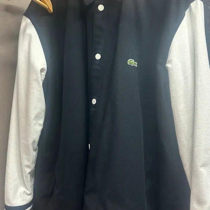 [BUNJANG] Lacoste Reversible Baseball Jumper Black White / 라코스테 야구 점퍼 블랙 화이트