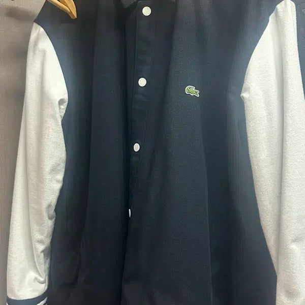 [BUNJANG] Lacoste Reversible Baseball Jumper Black White / 라코스테 야구 점퍼 블랙 화이트