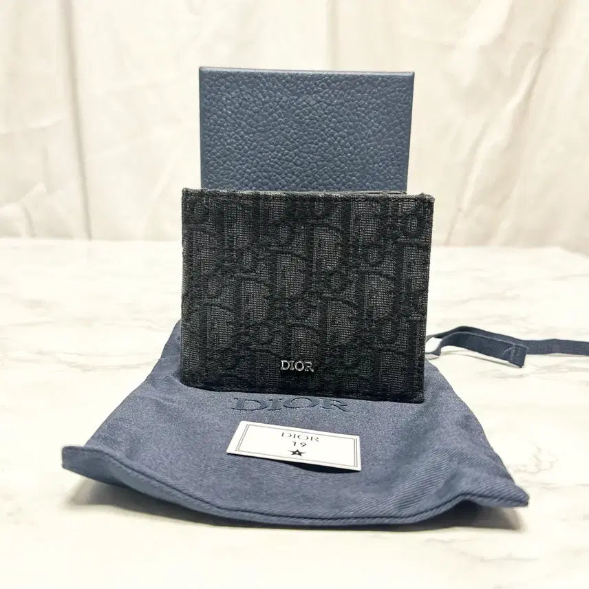 [BUNJANG] Dior Oblique Jacquard Wallet Black / [S급] 디올 오블리크 자카드 반지갑 블랙