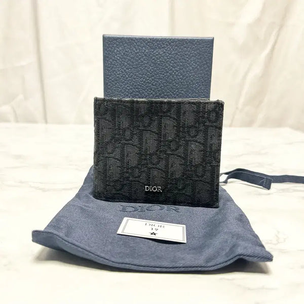 [BUNJANG] Dior Oblique Jacquard Wallet Black / [S급] 디올 오블리크 자카드 반지갑 블랙