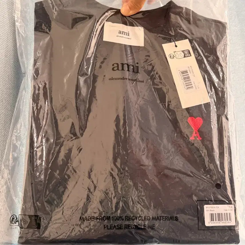 [BUNJANG] Ami Heart Logo Short Sleeve T-Shirt Black S / 새상품) 아미 하트 로고 반팔티 블랙 S