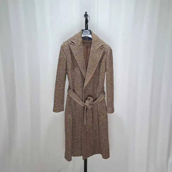 [BUNJANG] Polo Ralph Lauren 100% Wool Herringbone Belted Coat / (여성 택포) 폴로랄프로렌 울100% 헤링본 벨티드 코트 0 C323