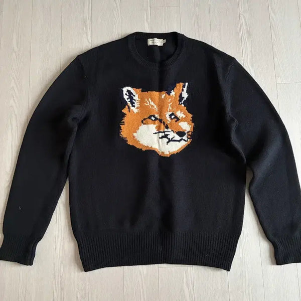[BUNJANG] Men's Black Logo Knit Sweater / 남성 블랙 로고 니트