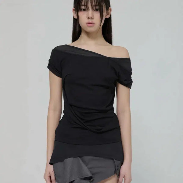 [BUNJANG] Flare Up Layered Top Black / 플레어업 레이어드 탑 블랙