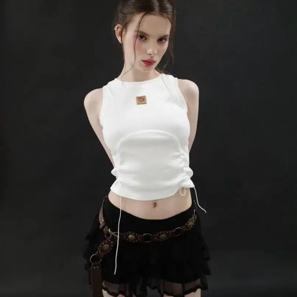[BUNJANG] Dry Rose Tunnel Logo Sleeveless Ivory / 드라이로즈 터널 로고 슬리브리스 아이보리