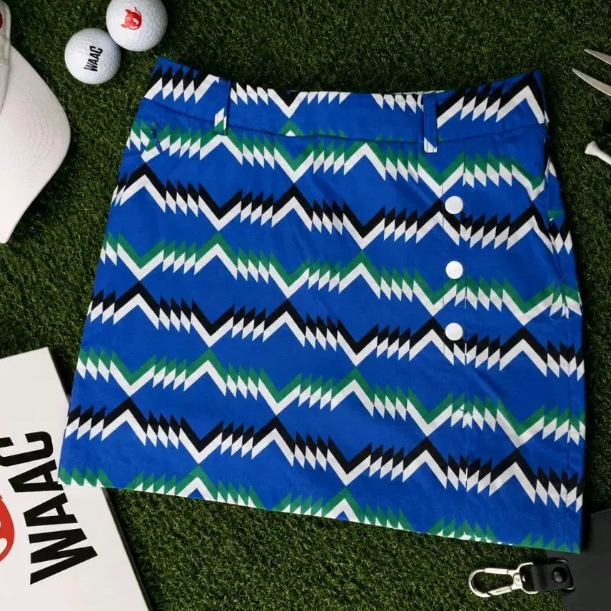 [BUNJANG] WAAC Golf Skirt Blue Pattern Size 2 / WAAC 왁 골프스커트 2사이즈 블루 패턴(약28인치)