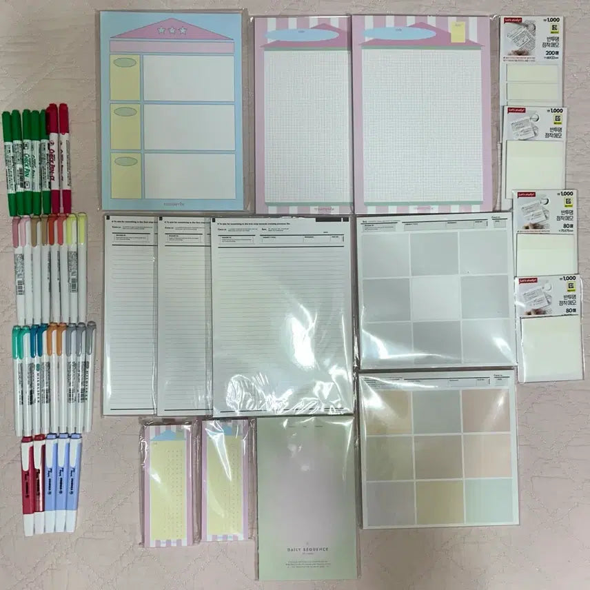 [BUNJANG] Study Memo Pad, Highlighter, Memory Pen, Mildliner, Trust My Vibe Bundle Set / 공시생 수험생 메모패드 형광펜 암기펜 마일드라이너 트러스트마이바이브