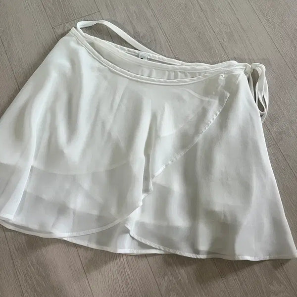 [BUNJANG] Platypus Cats Chiffon Frill Wrap Skirt Ivory / 플랫퍼 캣츠 쉬폰 프릴 랩 스커트 아이보리