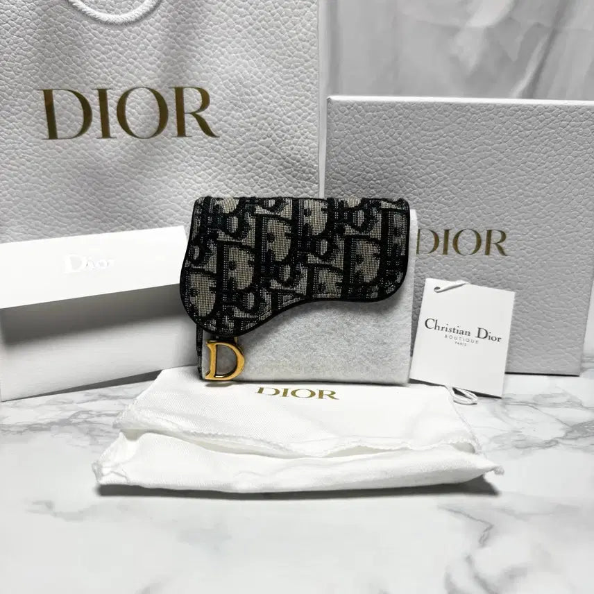[BUNJANG] Dior Saddle Lotus Oblique Jacquard Wallet Blue / [S+급] 디올 새들 로터스 오블리크 자카드 지갑 블루