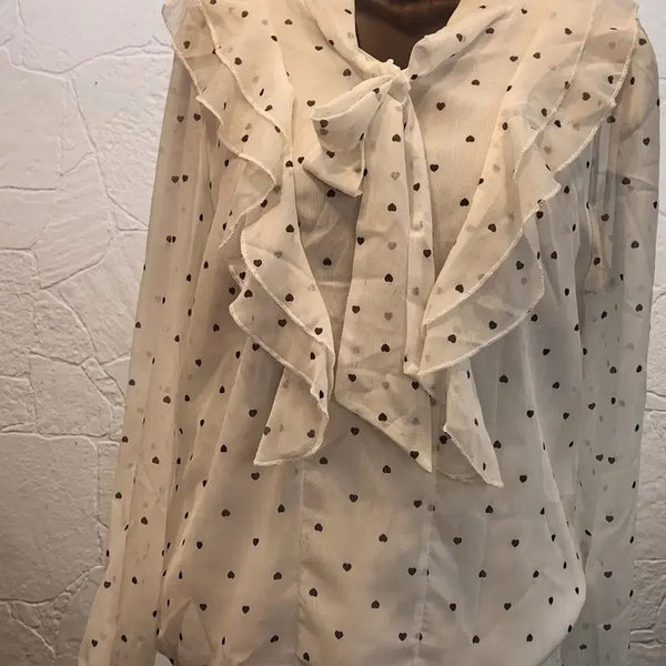 [BUNJANG] Ribbon Heart Blouse / 리본하트블라우스(새상품)
