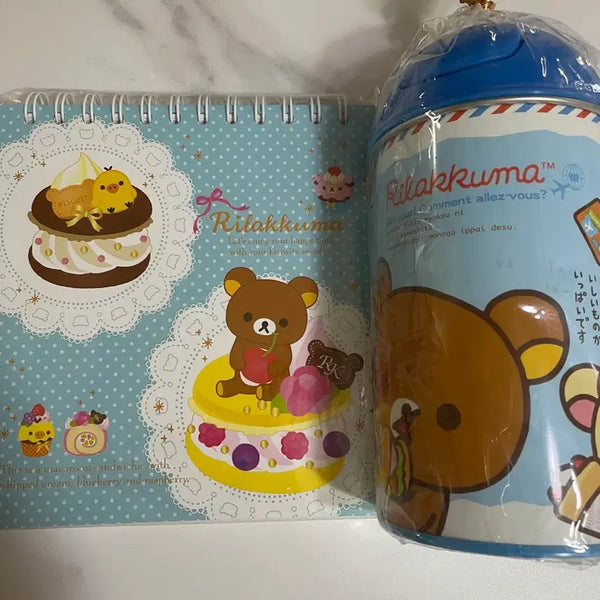 [BUNJANG] Rilakkuma Trash Can & Notebook Set / 리락쿠마 휴지통 & 노트