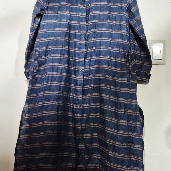 [BUNJANG] Esae Linen Stripe Shirt Dress / 이새 린넨 스트라이프  셔츠 원피스