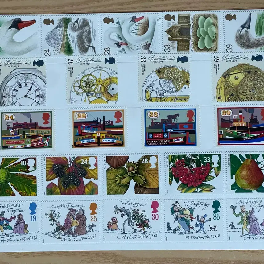 [BUNJANG] Stamp Set (John Harrison, Train, Bird, Fruit, Christmas) / 우표 세트 (존 해리슨, 기차, 새, 과일, 크리스마스)