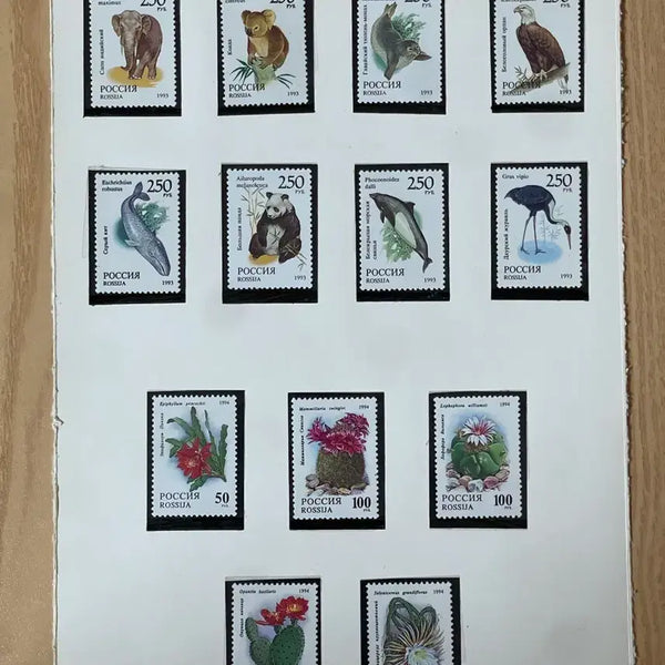 [BUNJANG] Animal & Plant Stamp Set (15 Types) / 우표 동물 식물 세트 15종