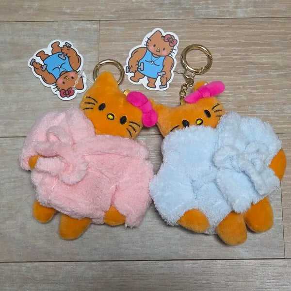 [BUNJANG] Sanrio Hello Kitty Bathrobe Muscle/Tanning Charm Keychain / 목욕가운 근육키티 태닝키티 인형 키링